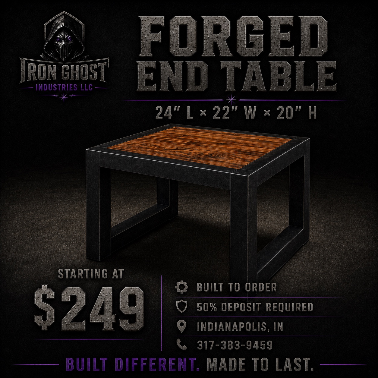 Forged End Table advertisement