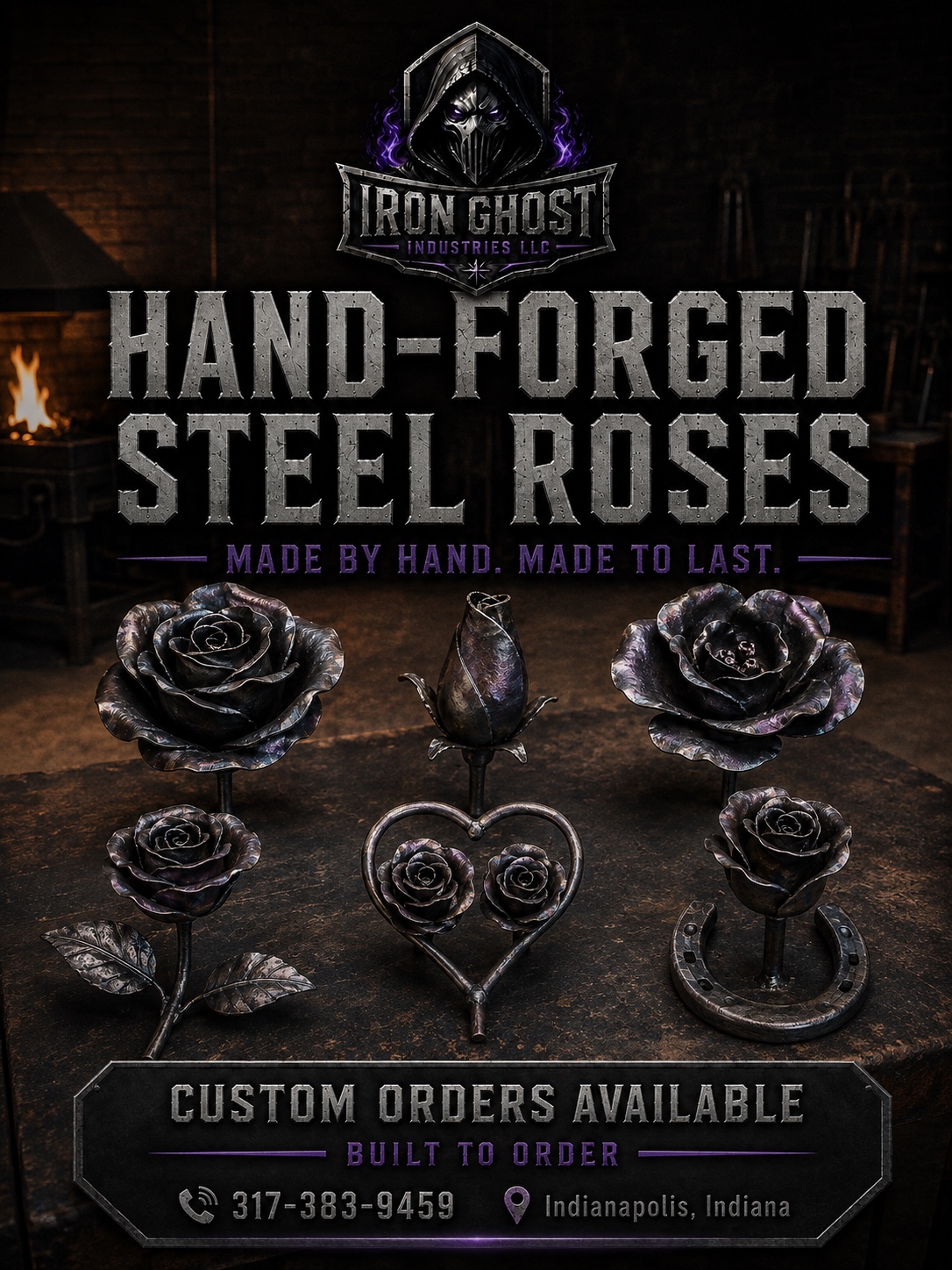 Hand-Forged Steel Roses advertisement